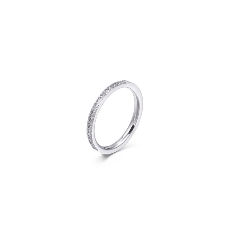 Simple Fashion Single Row Zircon Creative Jewelry Stainless Steel Ring