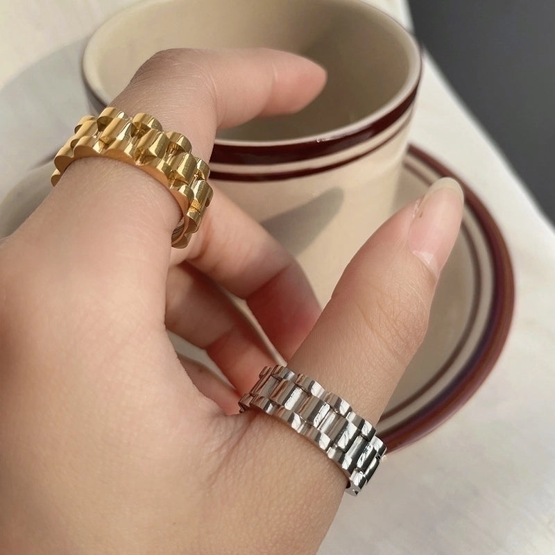 Casual Minimalist Solid Color Titanium Steel Rings In Bulk
