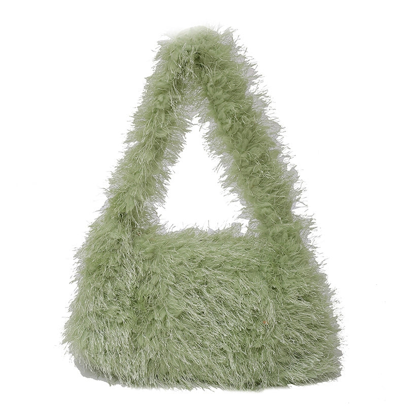 Autumn And Winter Cute Furry Portable Women's Bag Warm Furry Underarm Bag Korean Style Women's Popular One Shoulder Bag Fashion