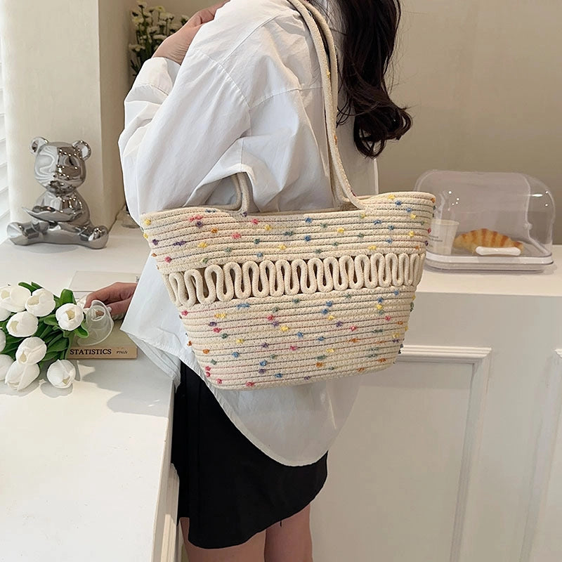 Women's Medium Spring&summer Cotton Fashion Straw Bag