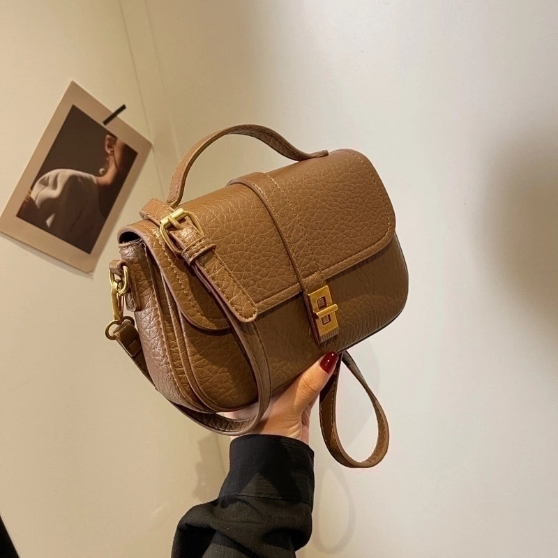 Women's Medium All Seasons Pu Leather Solid Color Streetwear Square Lock Clasp Handbag