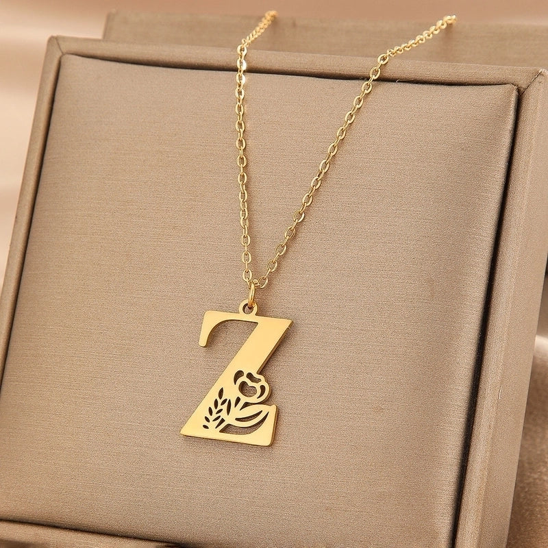 Basic Classic Style Letter Stainless Steel Plating Pendant Necklace