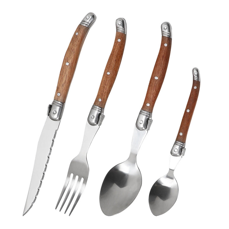 Pear Wooden Handle Set Stainless Steel Western Tableware Solid Wood Handle Steak Knife And Fork Dinner Knife Spoon Fork