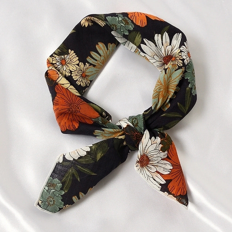 Women's Sweet Flower Cotton Silk Scarf