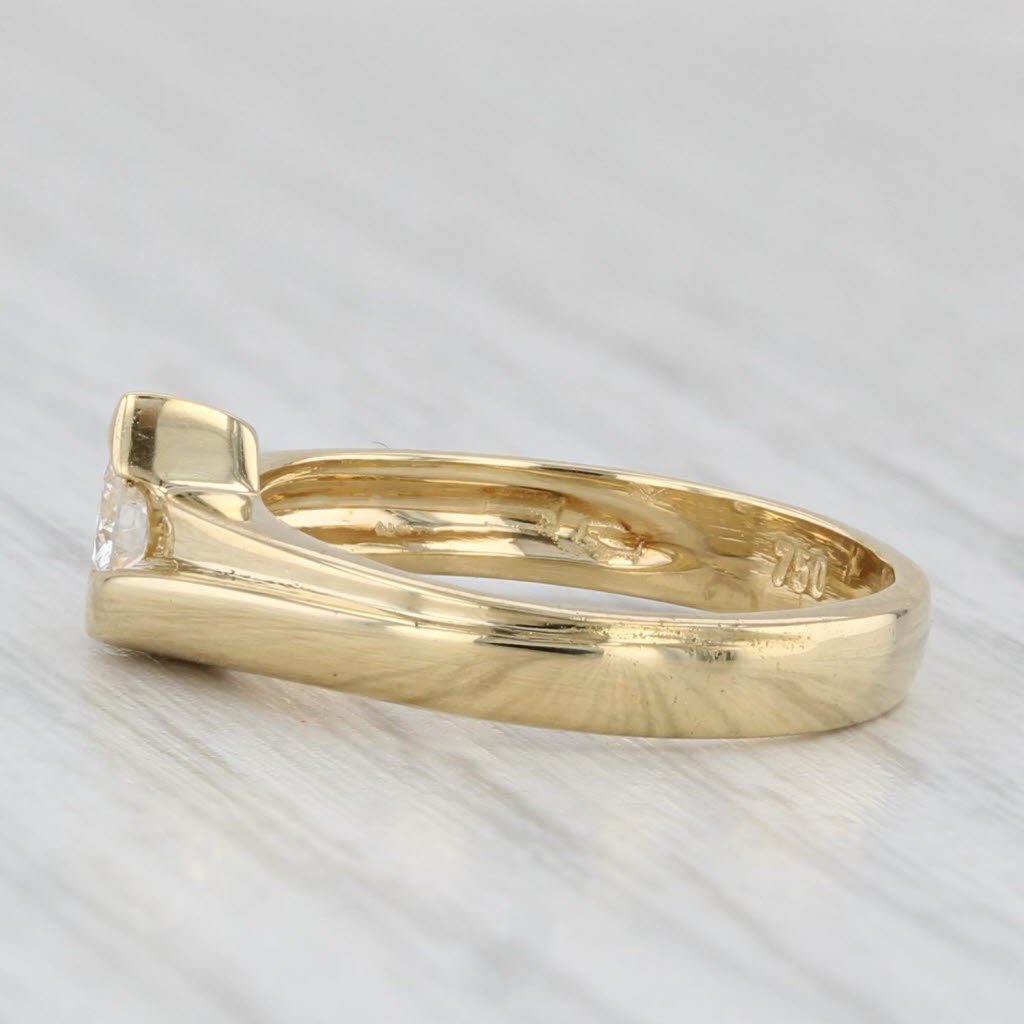 0.18ct Round Diamond Solitaire Ring 18k Yellow Gold Bypass Size 4