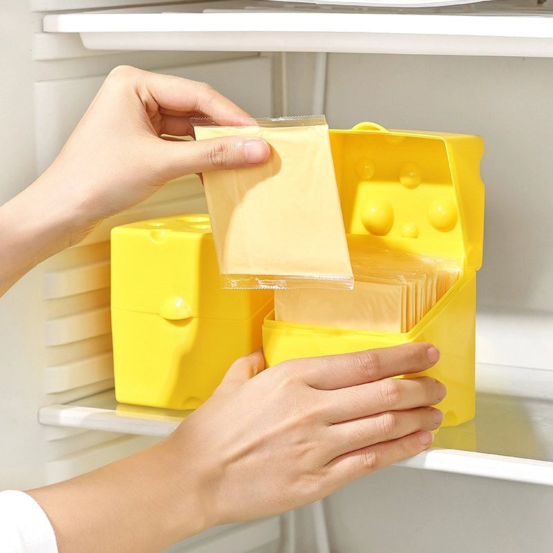 In Stock Kitchen Crisper ABS Flip Cheese Box Refrigerator Crisper Food Snack Packing Cheese Storage Box