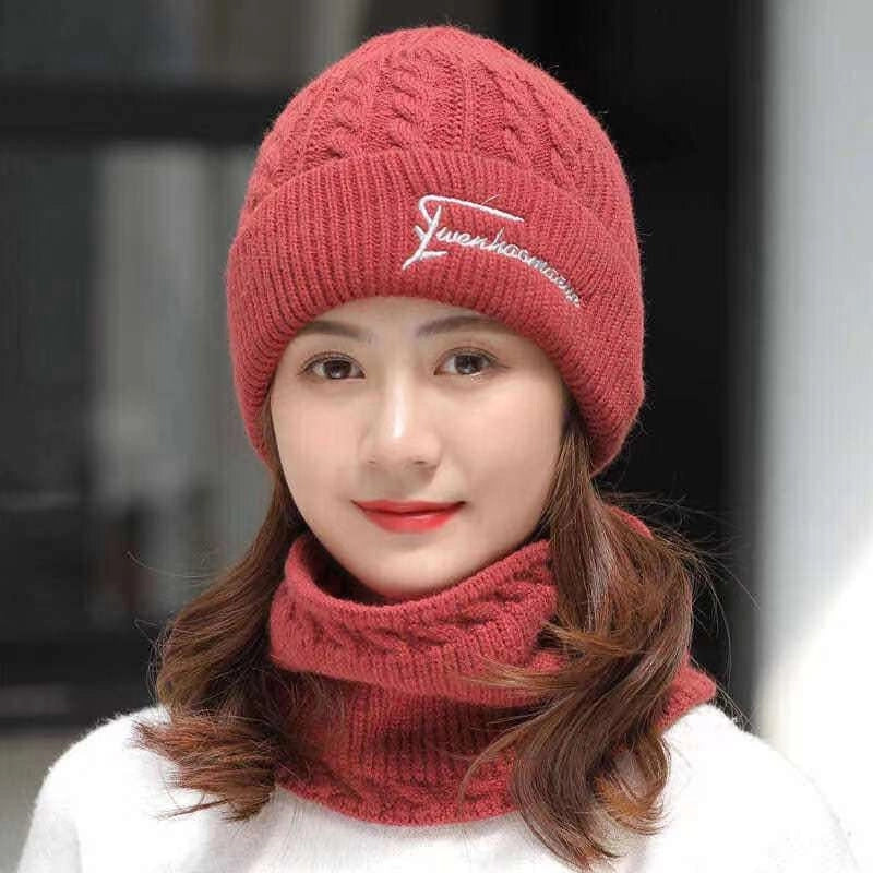 New Hat Women's Hat Warm Fleece-lined Wool Hat Cycling Cold-proof Hat Wind-proof Hat Outdoor Winter Knitted Hat