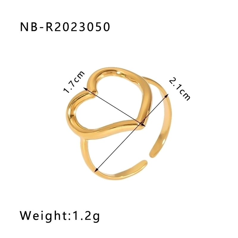 Stainless Steel 18K Gold Plated IG Style Basic Minimalist Plating Four Leaf Clover Heart Shape Flower Open Rings