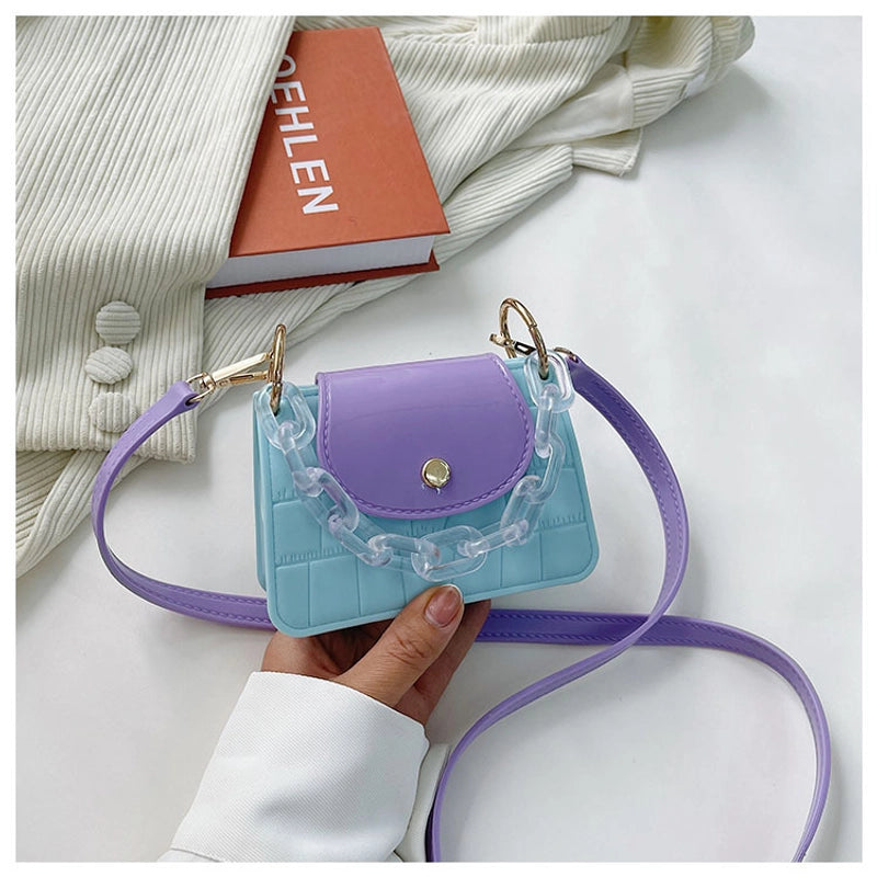 Women's Mini All Seasons Pvc Color Block Fashion Square Magnetic Buckle Square Bag