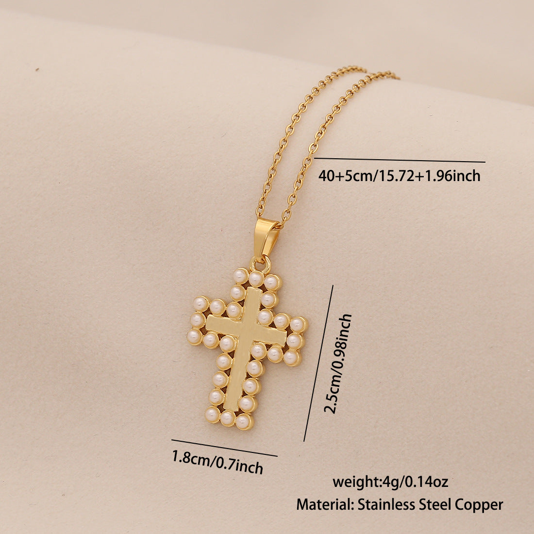 Pearl Cross Pendant Necklace Personalized Stainless Steel Clavicle Chain Trendy Necklace N1527