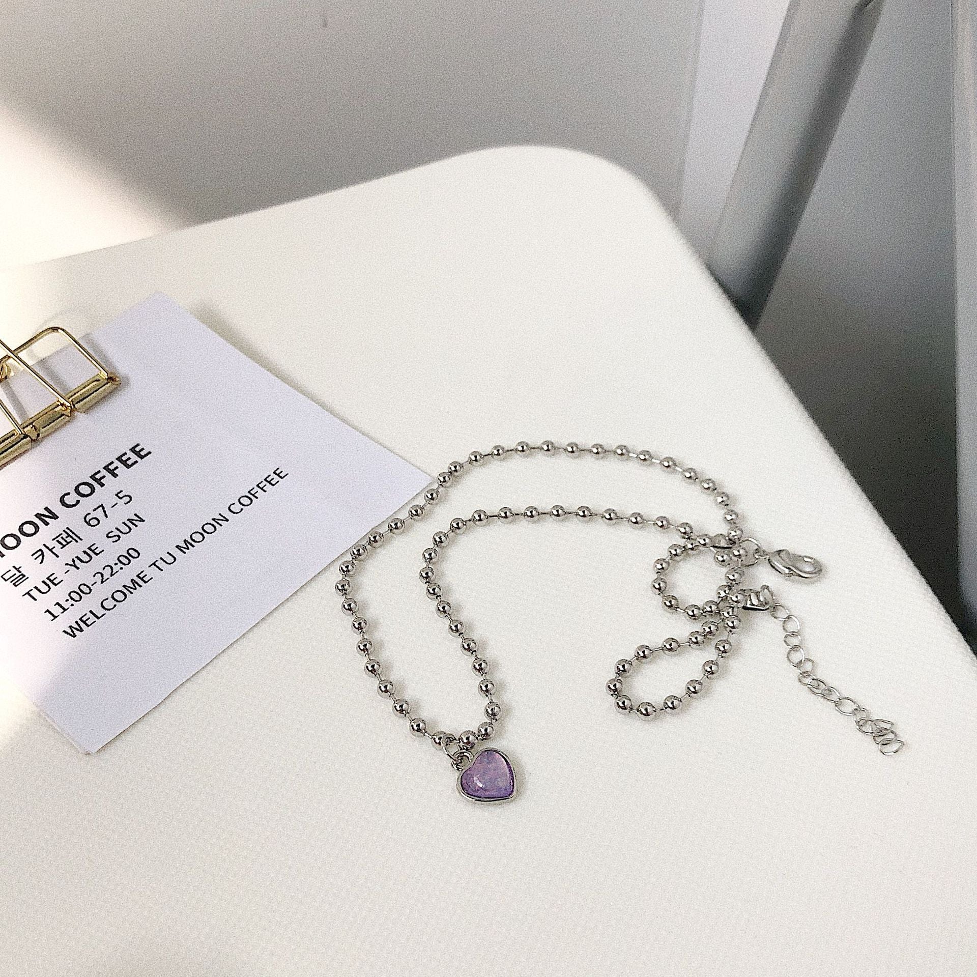 Purple Crystal Heart Necklace