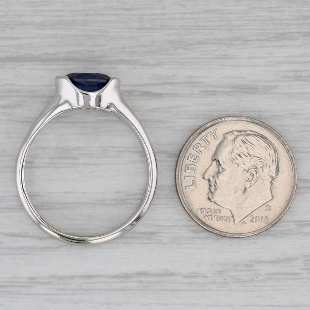 1.60ct Lab Created Blue Sapphire 14k White Gold Size 7.75