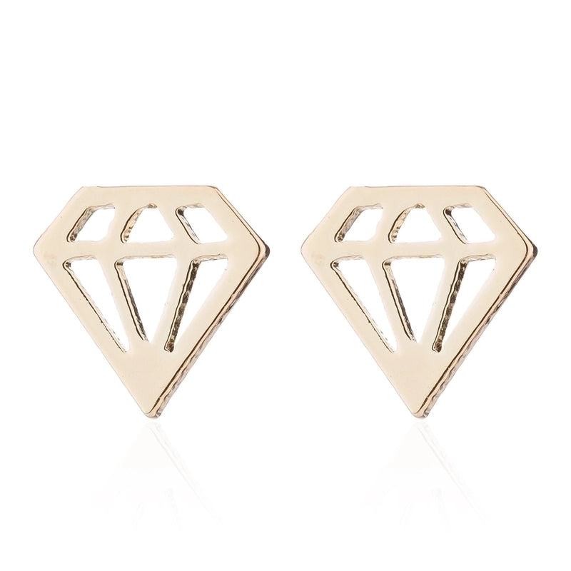 Minimalist Letter Cat Elephant Stainless Steel Plating Hollow Out Ear Studs 1 Pair