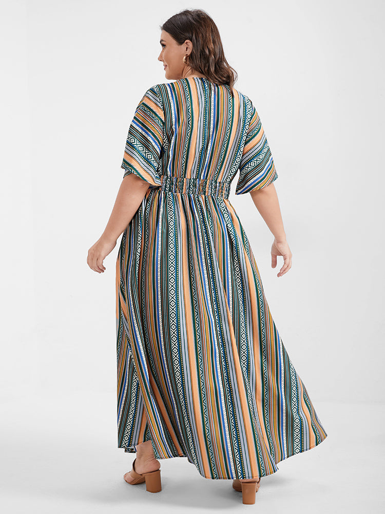 Bandana Split Dolman Sleeve Pocket Maxi Dress