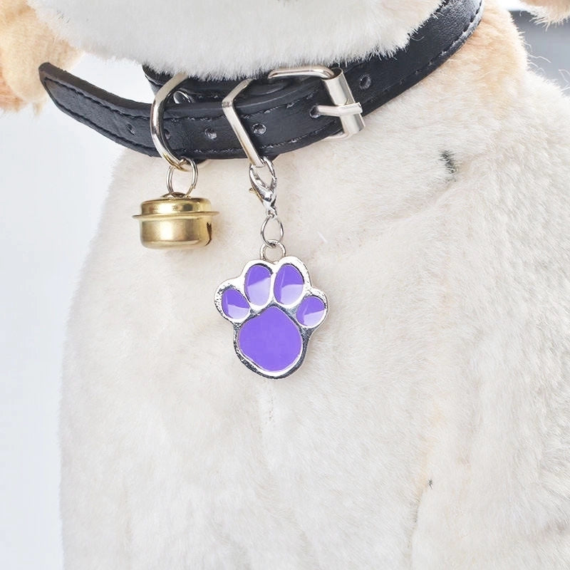 Simple Cute Dog's Footprints Pattern Stainless Steel Pet Collar Accessories