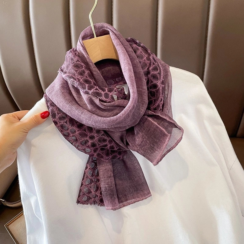 Women's Classic Style Solid Color Voile Patchwork Shawl