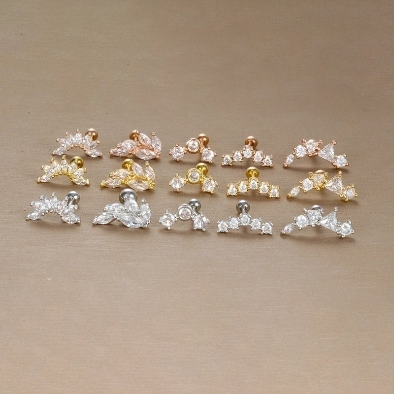 1 Piece Minimalist Geometric Plating Inlay Stainless Steel Zircon Cartilage Earrings