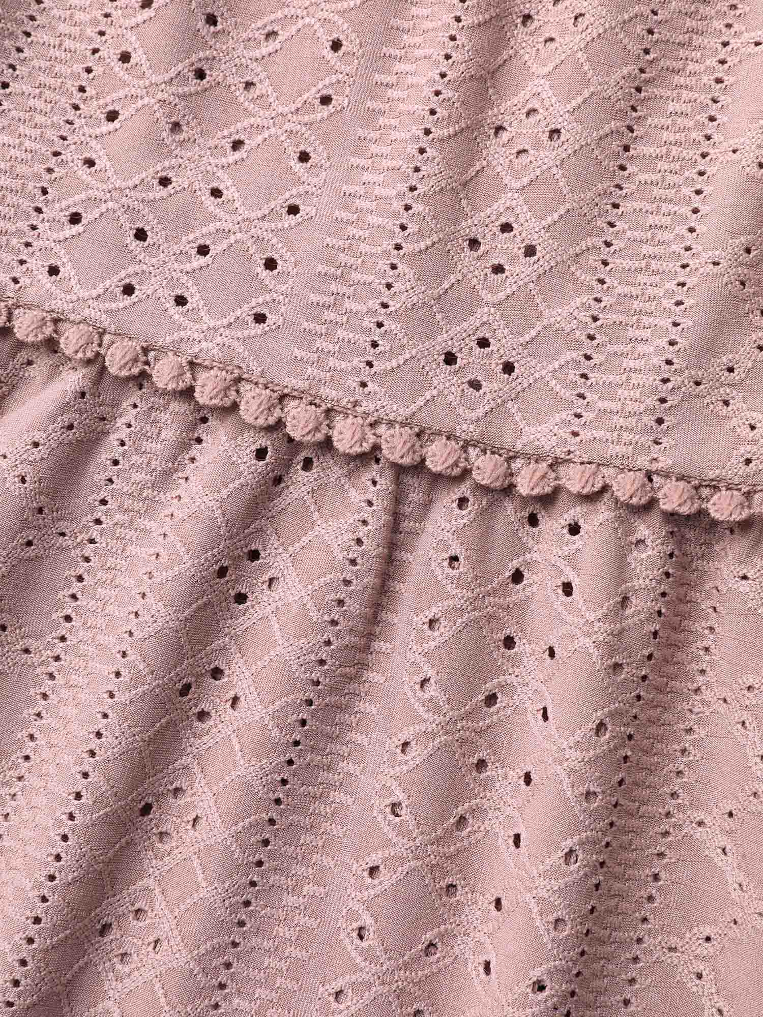 Sheer Textured Lace Panel Flared Top