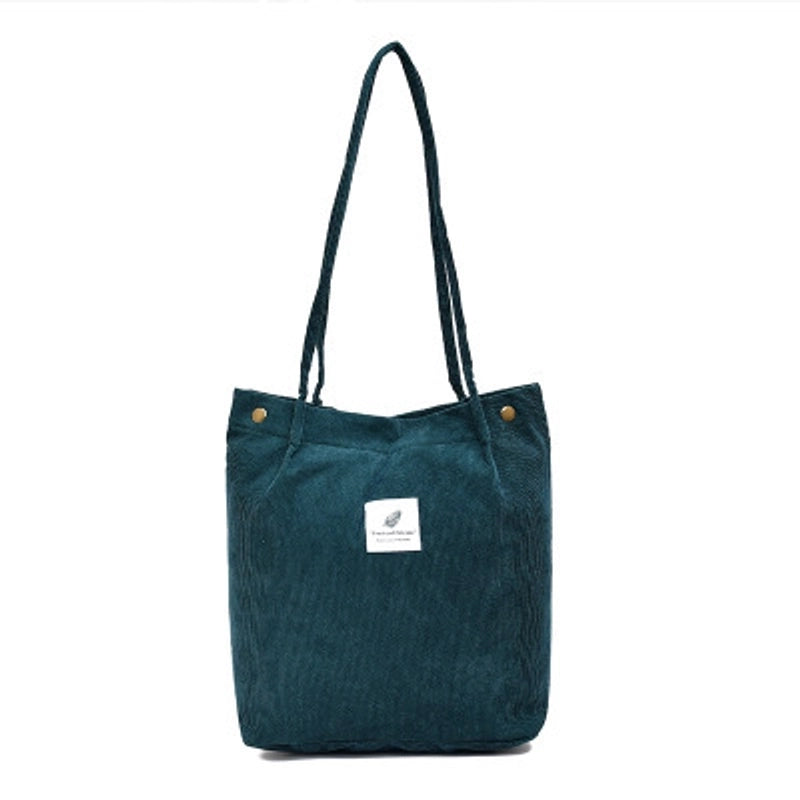 Women's Fashion Solid Color Corduroy Shopping Bags