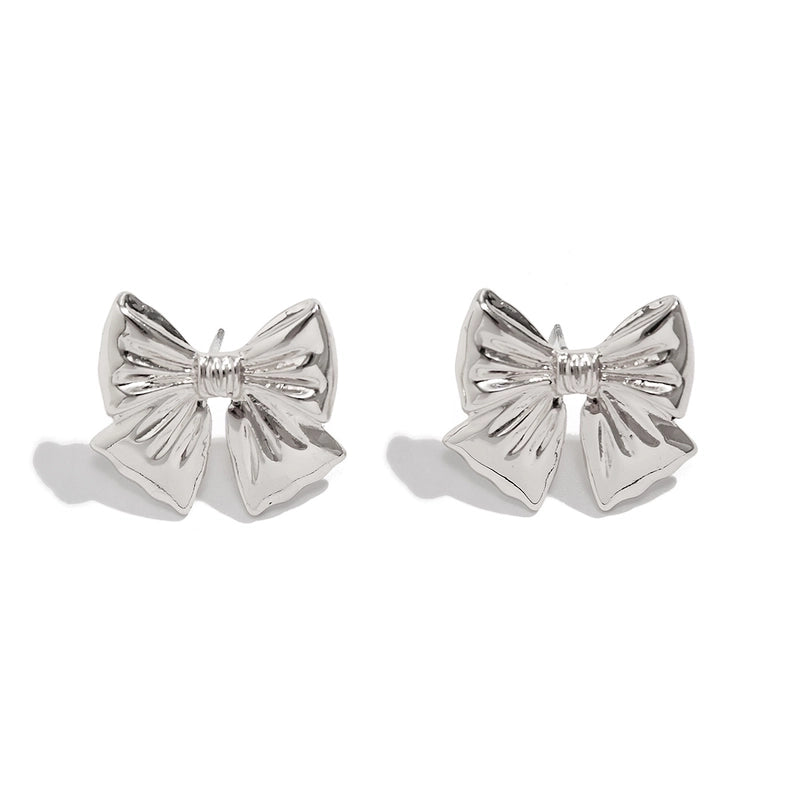 Modern Style Minimalist Bow Knot Copper Handmade Plating 18k Gold Plated Jewelry Set