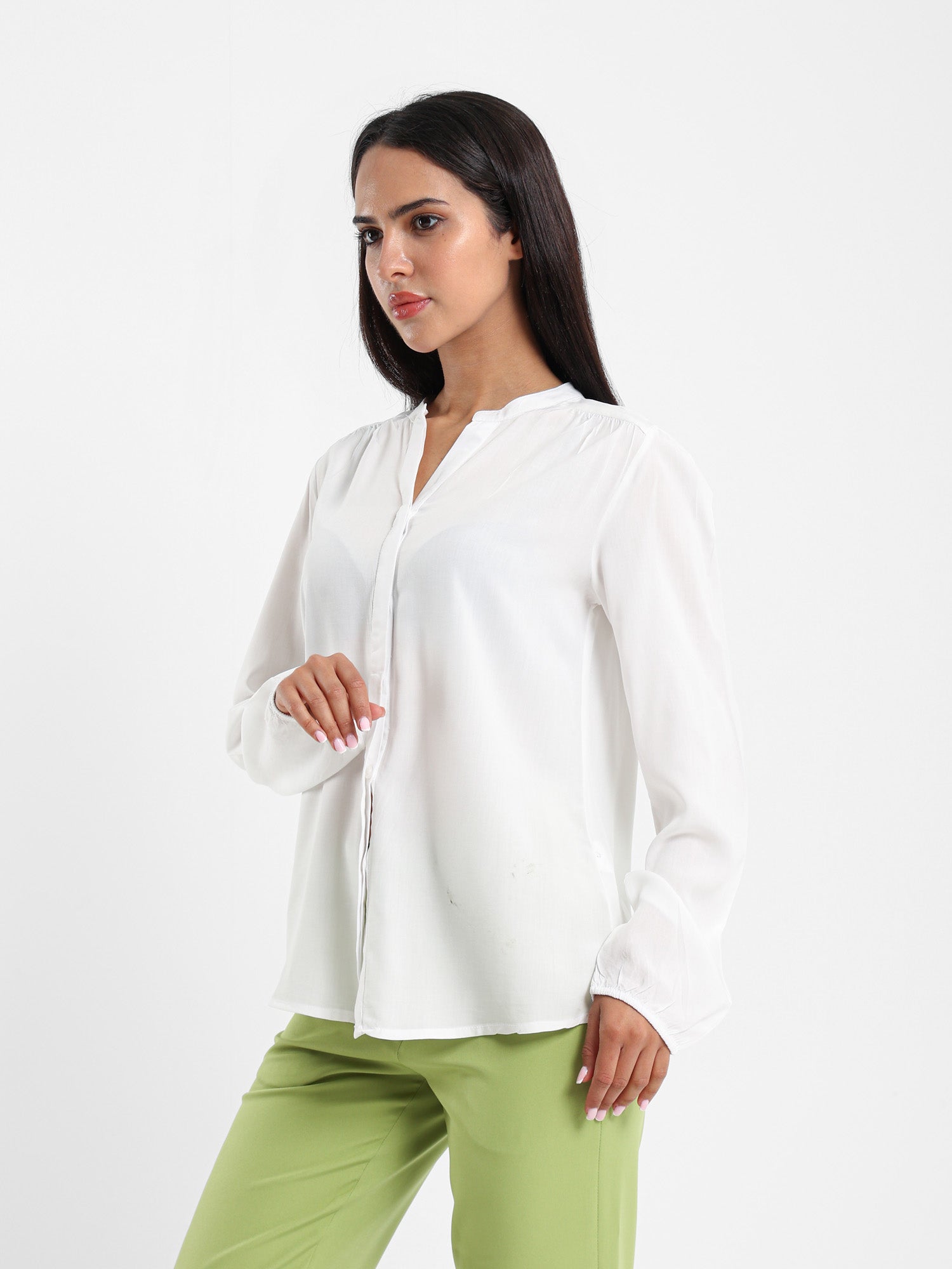 V-Neck Long Sleeve Blouse