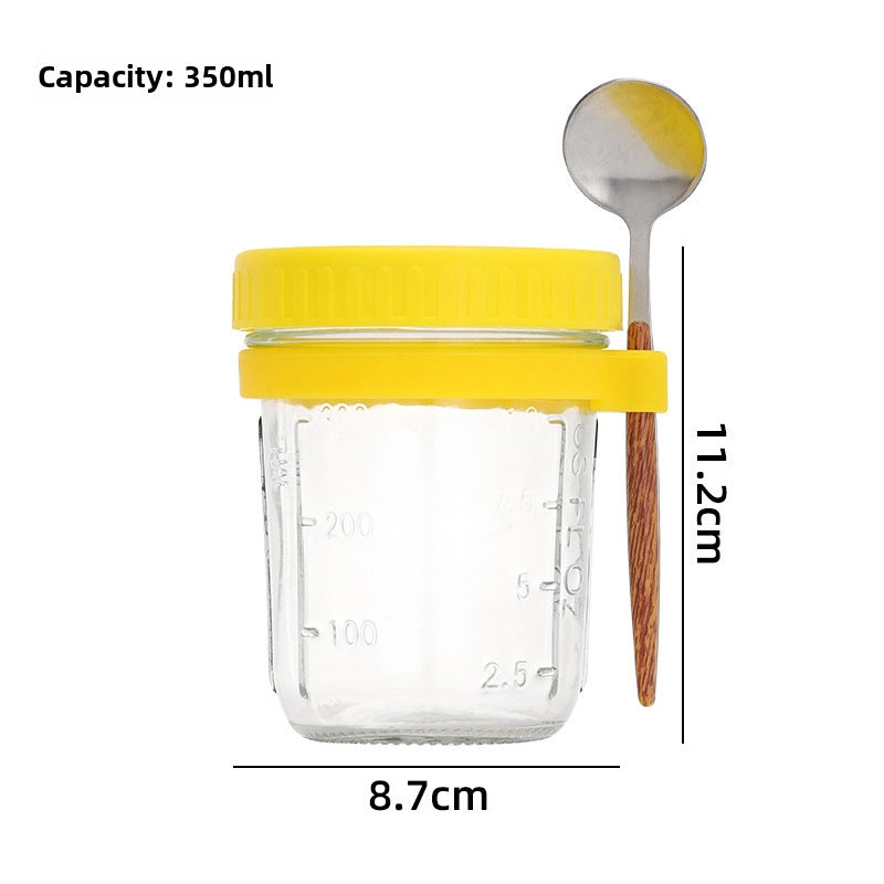 Overnight Oatmeal Cup Mason Sealed Glass Cup Portable Salad Cup With Lid Spoon Children Drink Soy Milk Yogurt