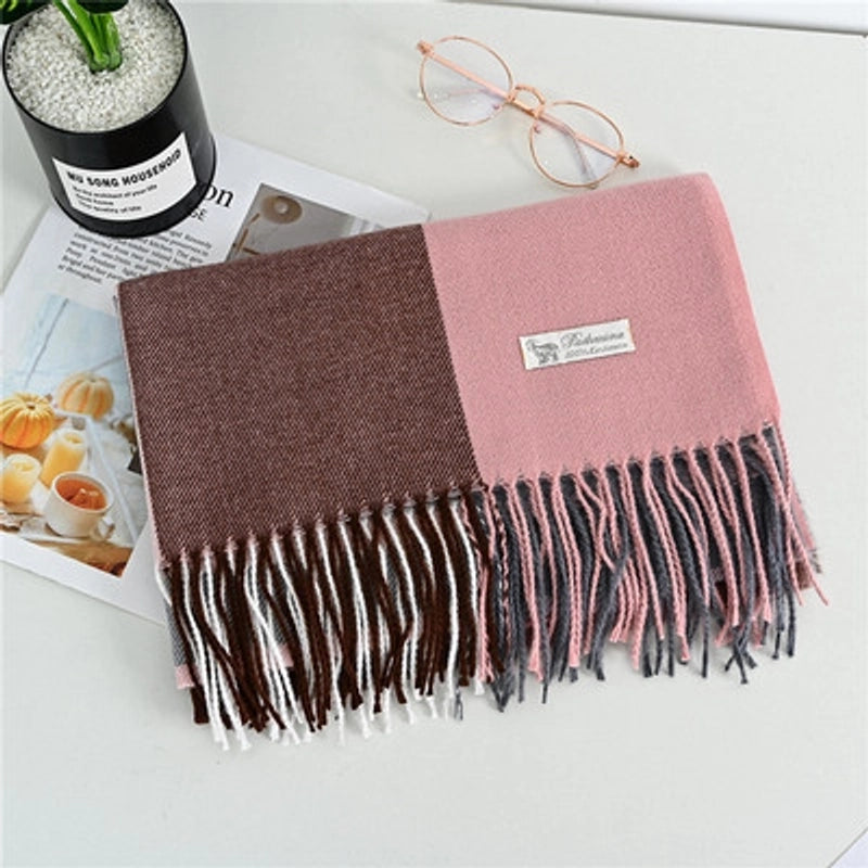 Women'S Fashion Plaid Imitation Cashmere Tassel Scarf