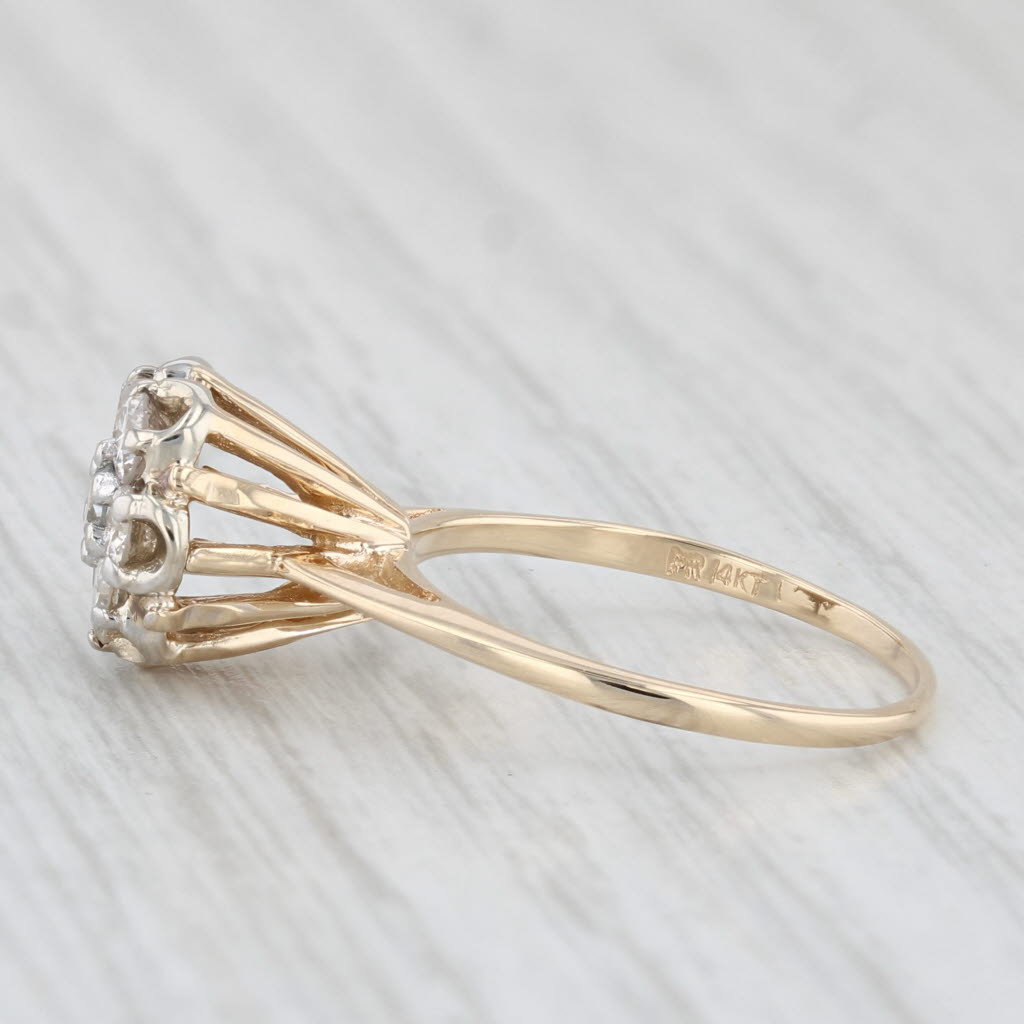 Vintage 0.49ctw Diamond Cluster Engagement Ring 14k Yellow Gold Size 4.5