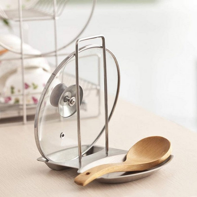 Lid And Spoon Stand Holder Stainless Steel - Cover Lid Rest Stand Spoon Holder Organizer