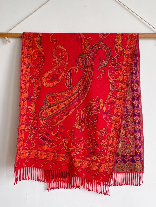 New Ethnic Style Vintage Tassel Shawl Autumn And Winter External Dual-Use Scarf Women's Travel Vacation Photo Cape