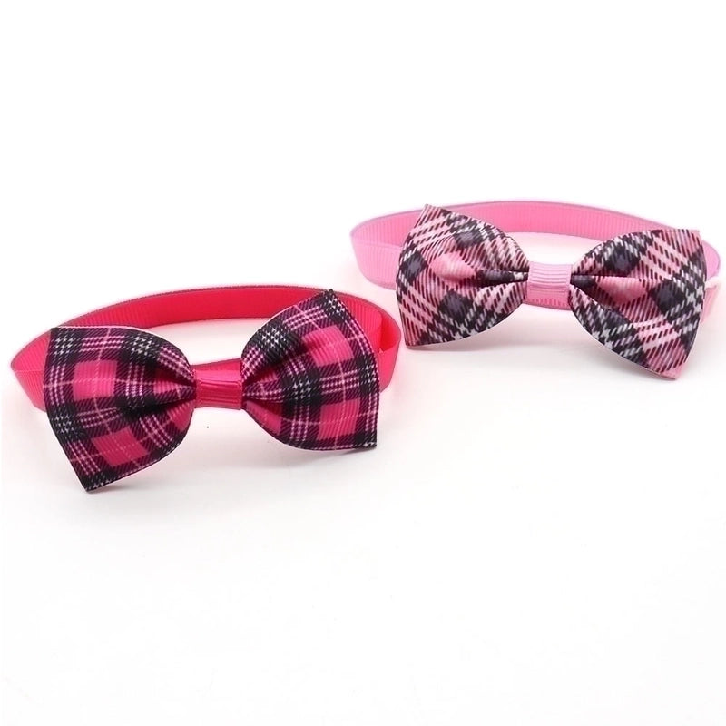 Fashion Pet Dog Cat Tie Collar Accessories Plaid Striped Pet Bow Tie