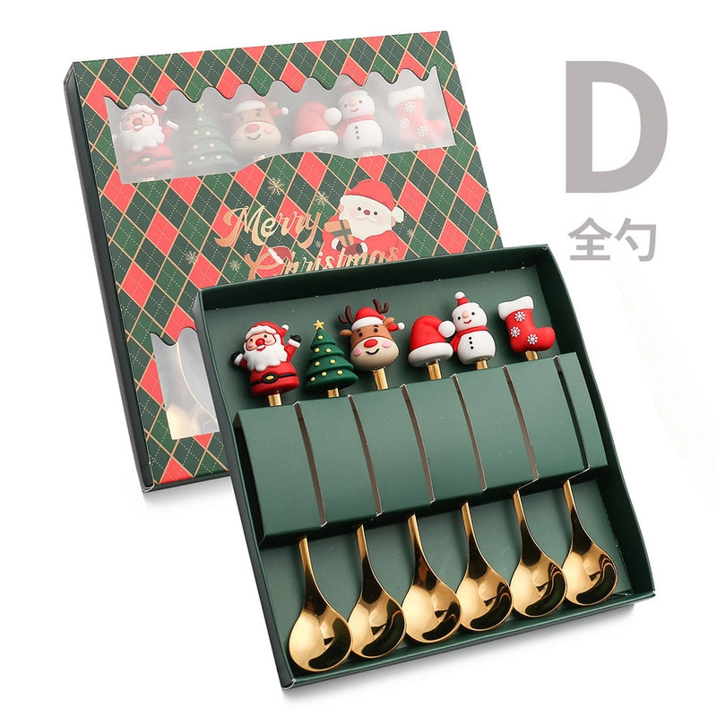 Christmas Cute Christmas Tree Santa Claus Star 304 Stainless Steel PVC Tableware 1 Piece