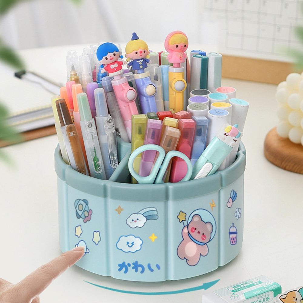 360 Rotating Makeup Brushes Holder Portable Desktop Makeup Organizer Cosmetic Storage Box