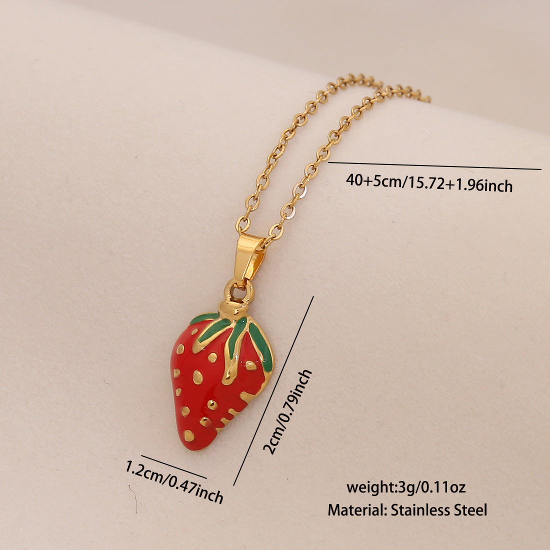 Fruit Series Cherry Strawberry Pendant Necklace Titanium Steel Banana Apple N1570