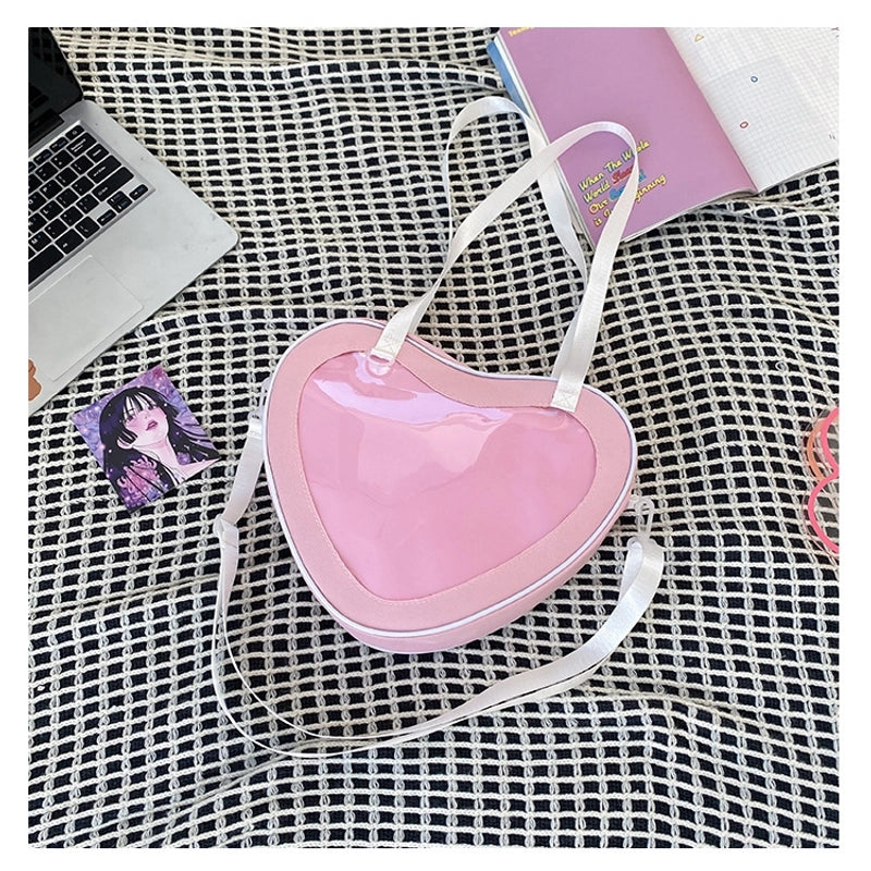 Women's Medium Oxford Cloth Color Block Classic Style Heart-shaped Zipper Shoulder Bag