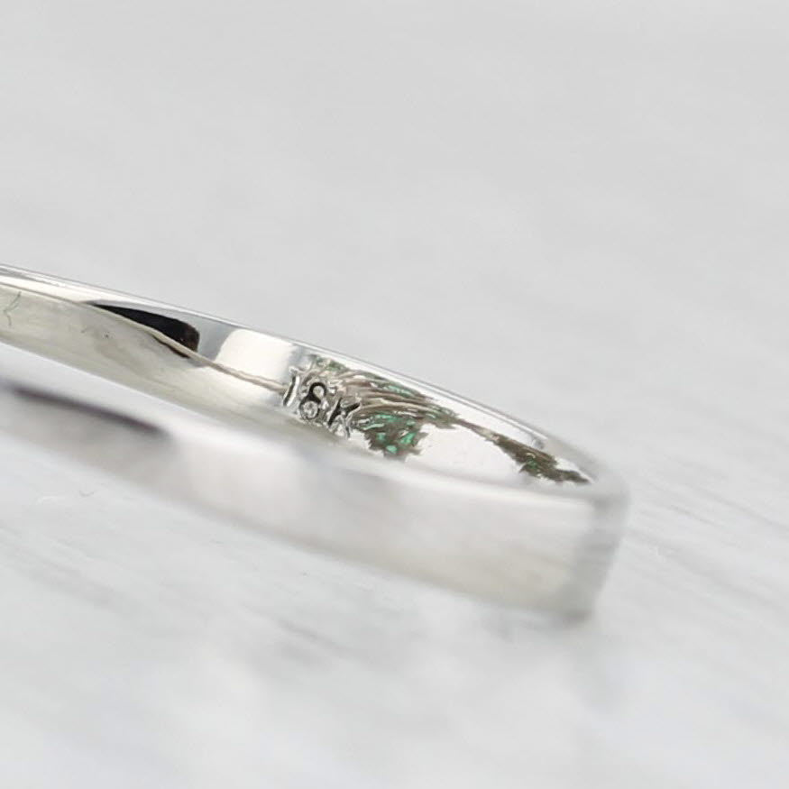 0.74ctw Emerald Diamond Flower Cluster Ring 18k White Gold Size 6.75