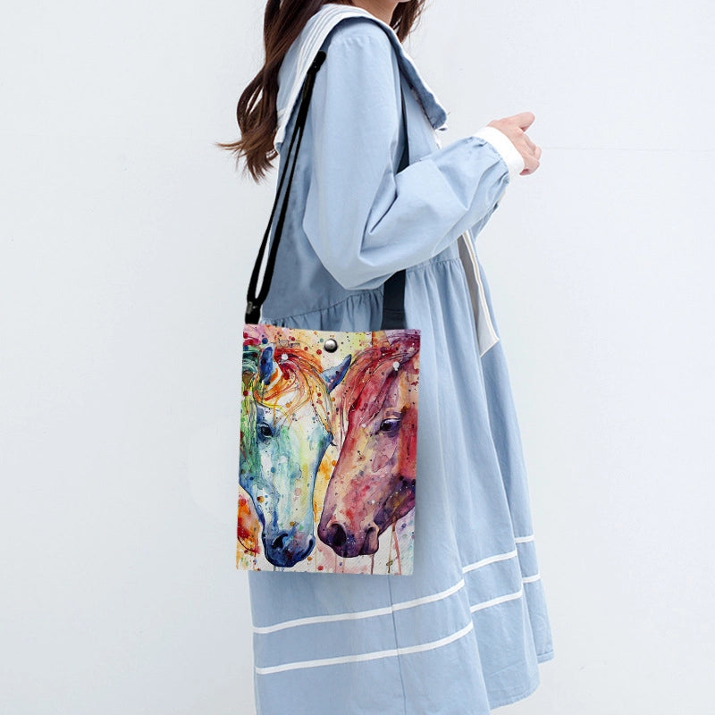 Women's Small Textured Velvet Animal Vacation Classic Style Square Magnetic Buckle Crossbody Bag