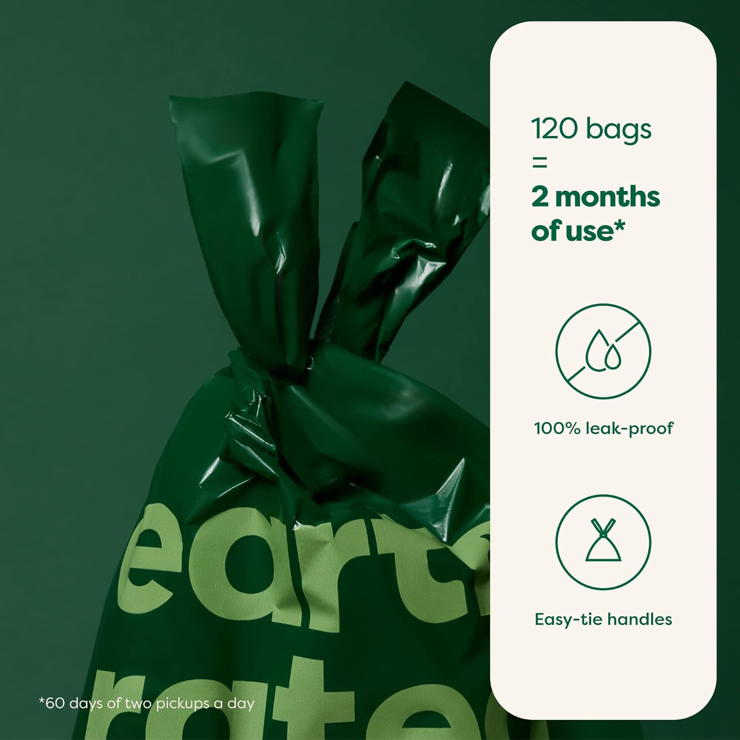 Earth Rated Dog Poop Bags with Handles. Extra Wide. Easy Tie and Guaranteed Leakproof. Lavender Scented. 120 Handle Bags