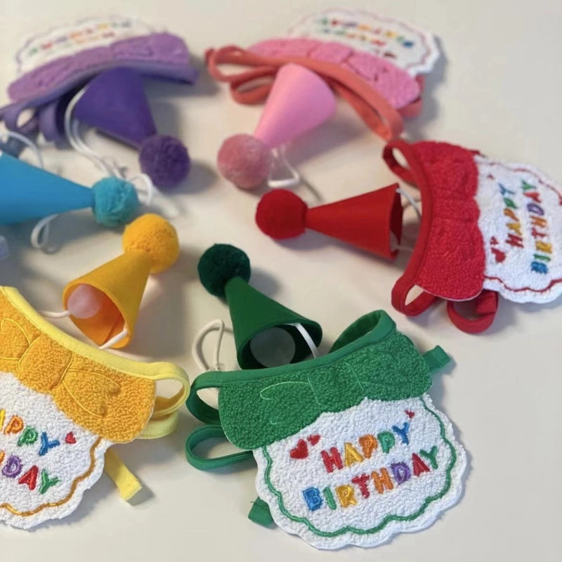 Dog Dog Party Birthday Hat Bib Dog Cat Pet Slippery Bag Slippery Towel Bichon Pet