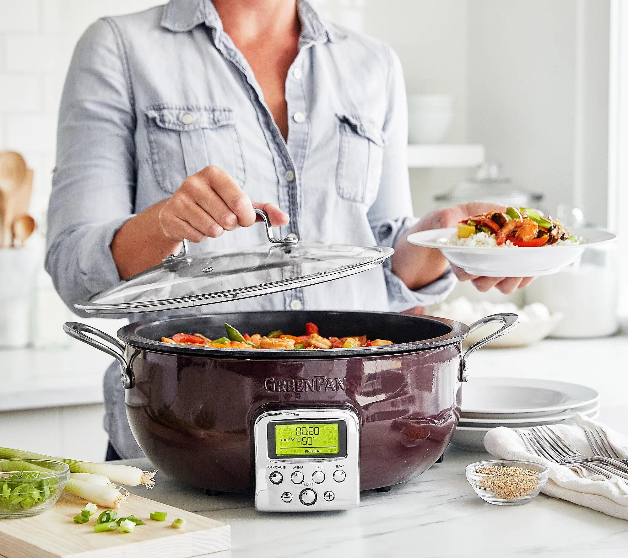 QVC 2025 New year promotion🎉GreenPan Elite 6-Quart Electric Multi-Pot with Steamer & Tool