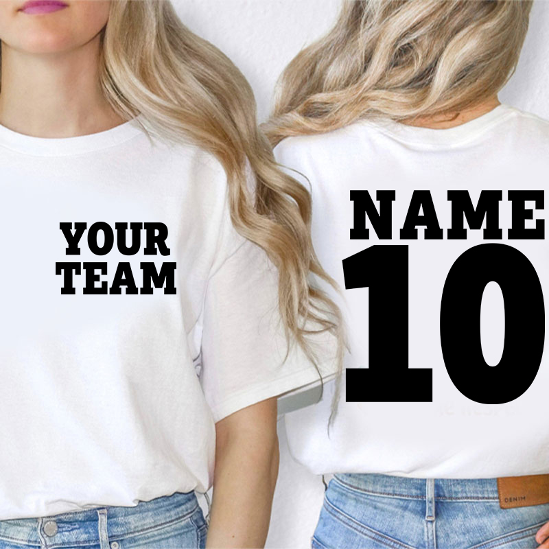 Personalized Team Name And  Number Team Teacher Two Sided T-Shirt