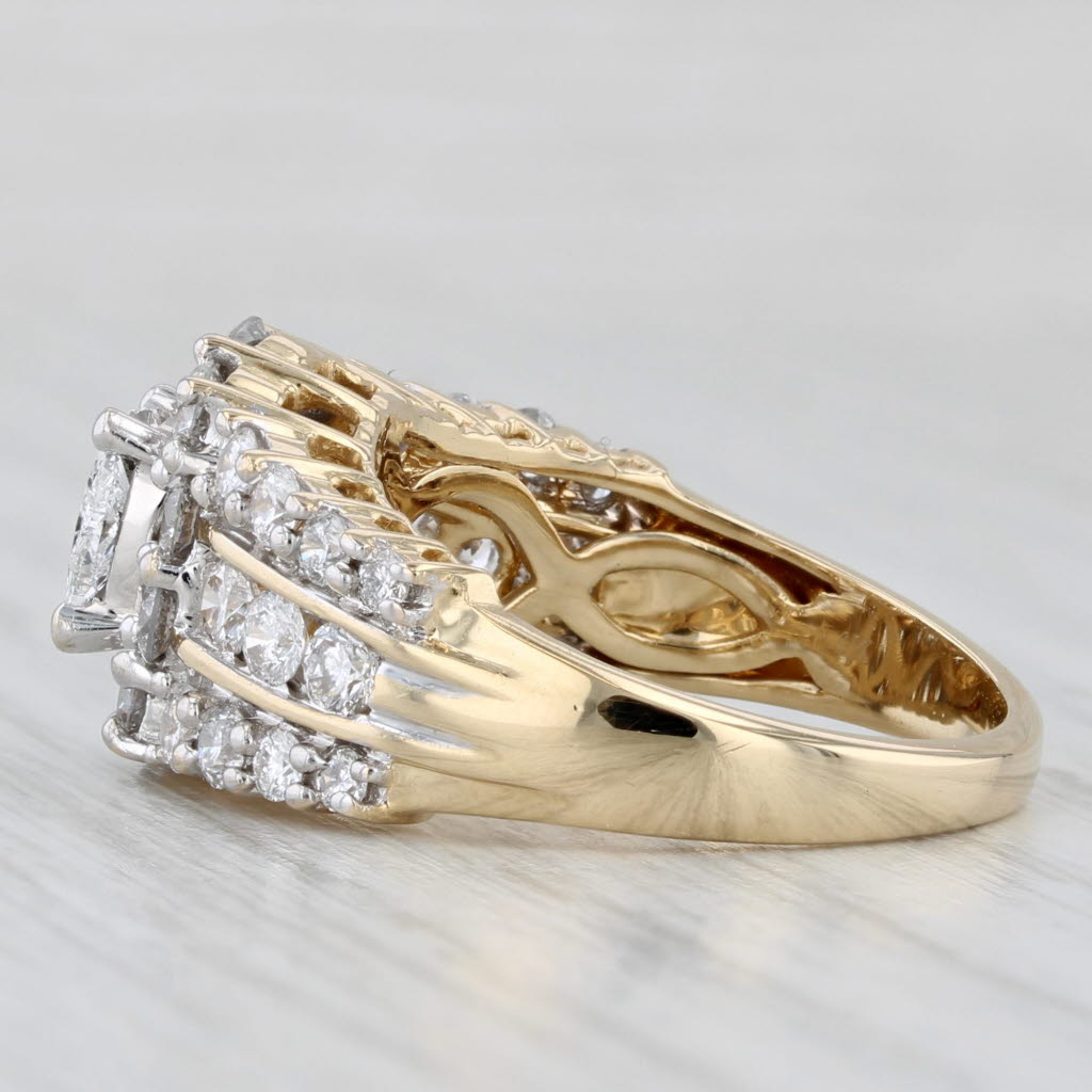 1.64ctw Diamond Halo Engagement Ring 14k Yellow Gold Size 7