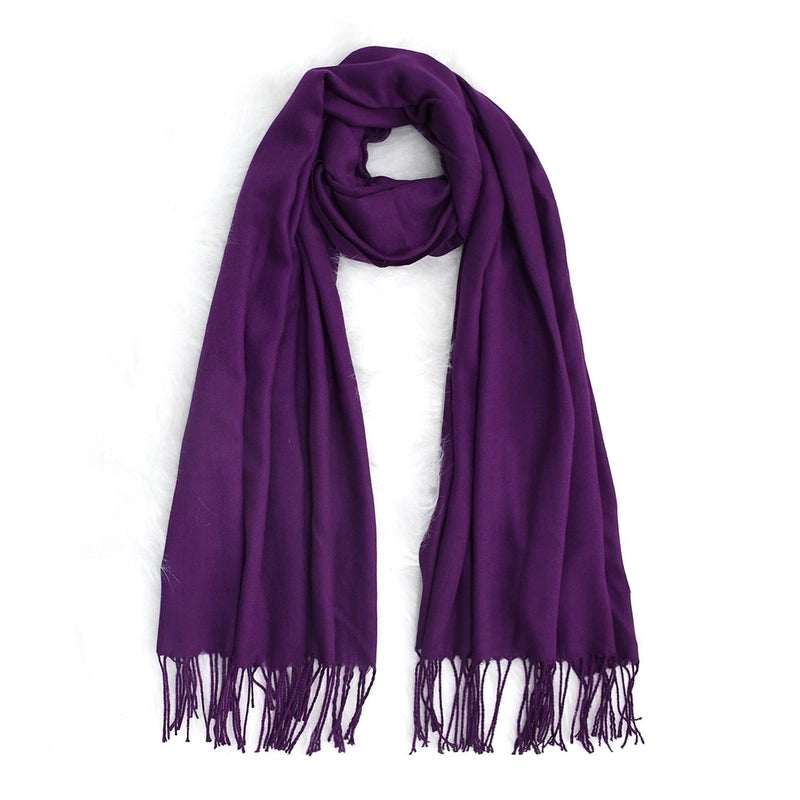 Autumn And Winter Solid Color Cashmere Scarf Women's Red Annual Meeting Printed LOGO Embroidery 200g Warm Shawl Scarf