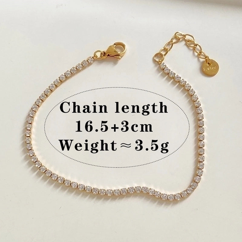 Modern Style Minimalist Heart Shape 304 Stainless Steel Zircon 16K Gold Plated White Gold Plated Gold Plated Plating Bracelets Necklace