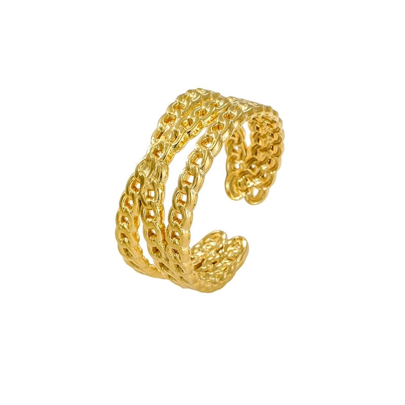 Elegant Leaves Flower Titanium Steel Open Rings