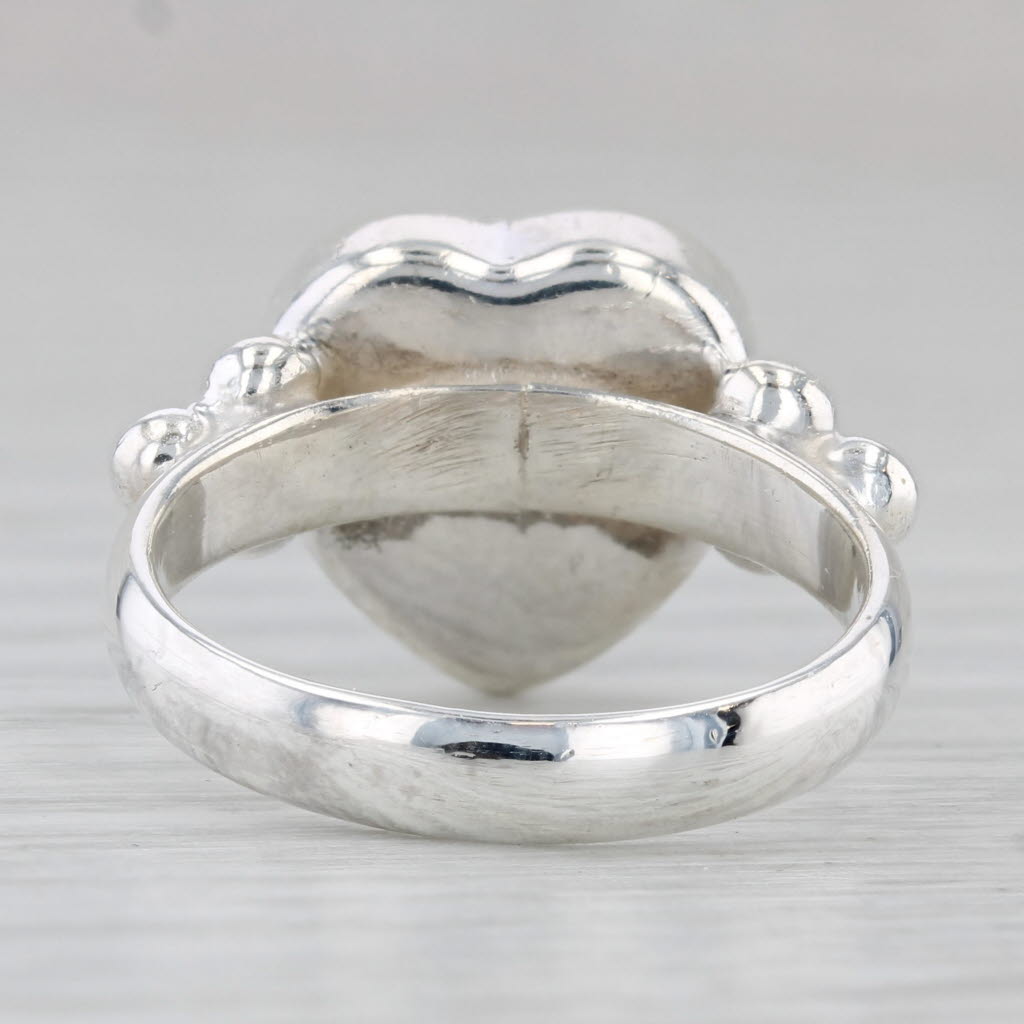 Onyx Heart Ring Sterling Silver Size 6.5 Statement