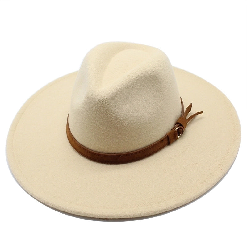 Unisex  Solid Color Flat Eaves Fedora Hat