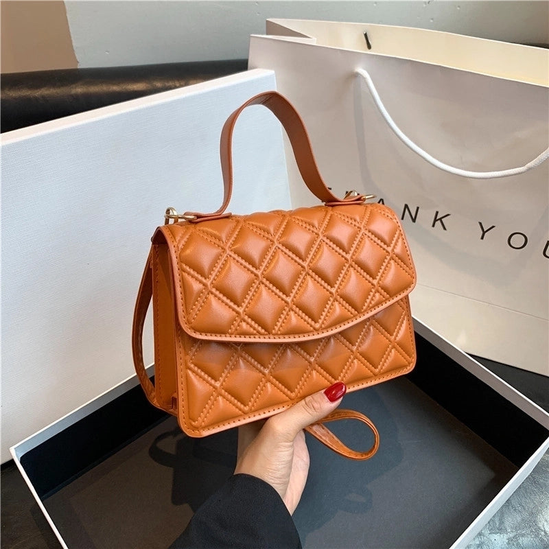 Women's Small Pu Leather Solid Color Elegant Classic Style Square Flip Cover Shoulder Bag Handbag Crossbody Bag