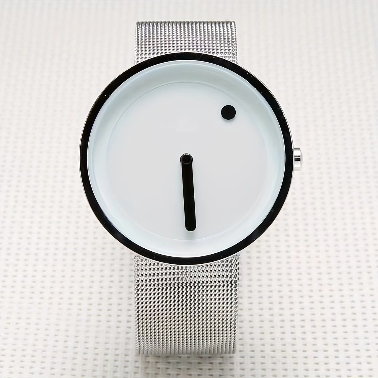Simple Dot Watch For Men Pointer Alloy Round Wrist Watch With Steel Belt Men's Accessories