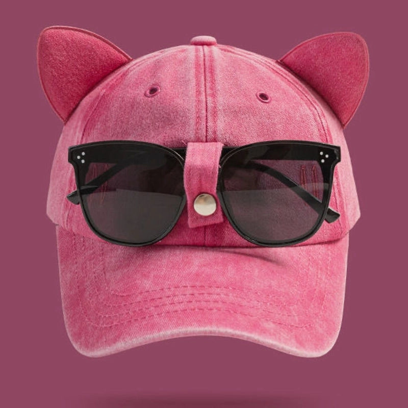 Unisex Cute Sweet Korean Style Geometric Cat Curved Eaves Baseball Cap